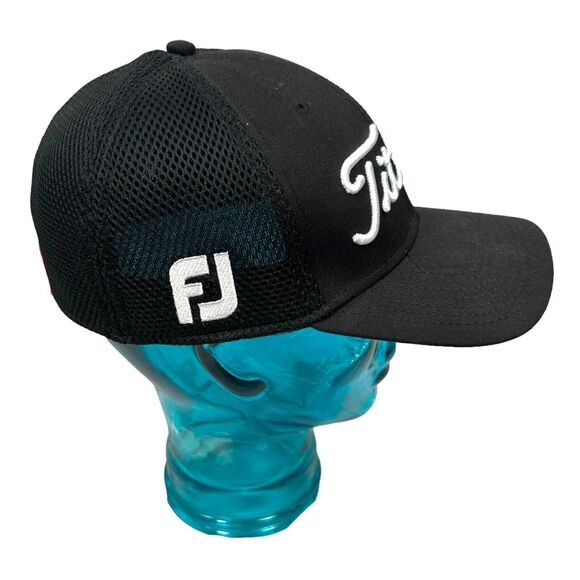 Titleist X FootJoy Pro V1 Golf Hat Baseball Cap L XL Black Mesh 6 Panel Stretch - Picture 3 of 7